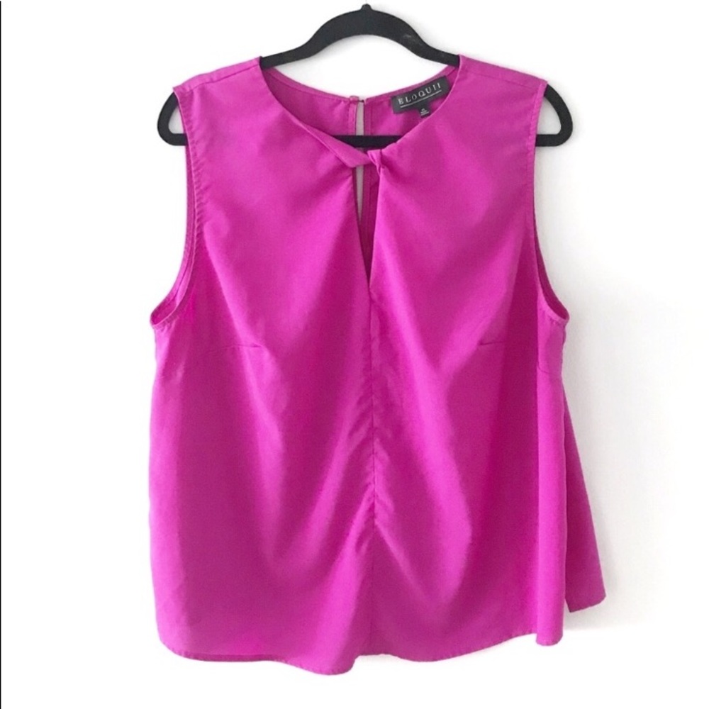 Eloquii Magenta Twist Neck Sleeveless Top